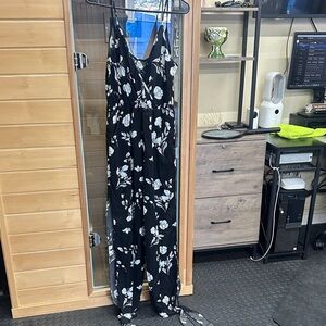 Floral Black and White Jumpsuit